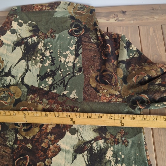 Velour Tunic Top Patchwork Cowl Neck Asymmetrical Hem Boho Artsy Fall SZ Lrg - Picture 10 of 14